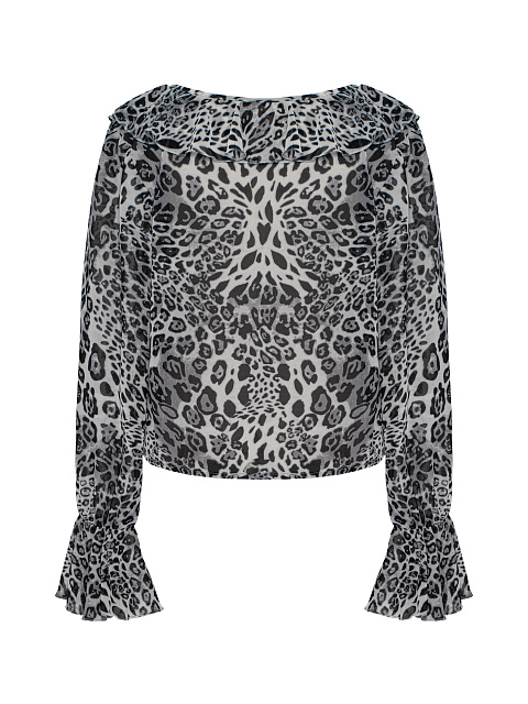 Grey Leopard Chiffon Blouse, 2