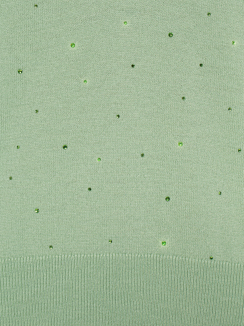 Pistachio Green Rhinestone Cashmere Pullover, 3 Pistachio Green Rhinestone Cashmere Pullover, 3