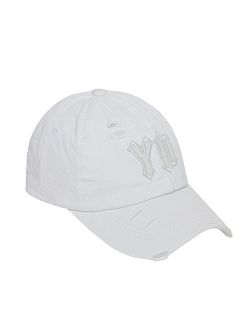 White Denim & Leather "YD" Cap, 1