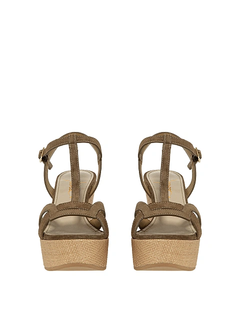 Khaki suede wedge sandals, 2 Khaki suede wedge sandals, 2