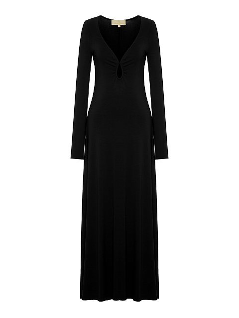 Black Rayon Jersey Maxi Dress, 1
