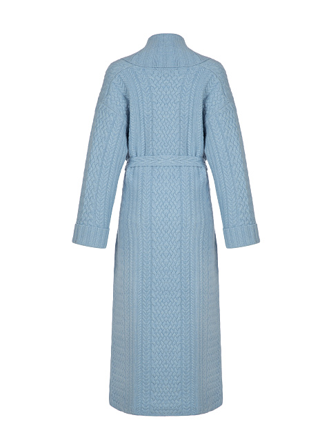 Light Blue Merino Wool & Cashmere Knitted Coat, 2