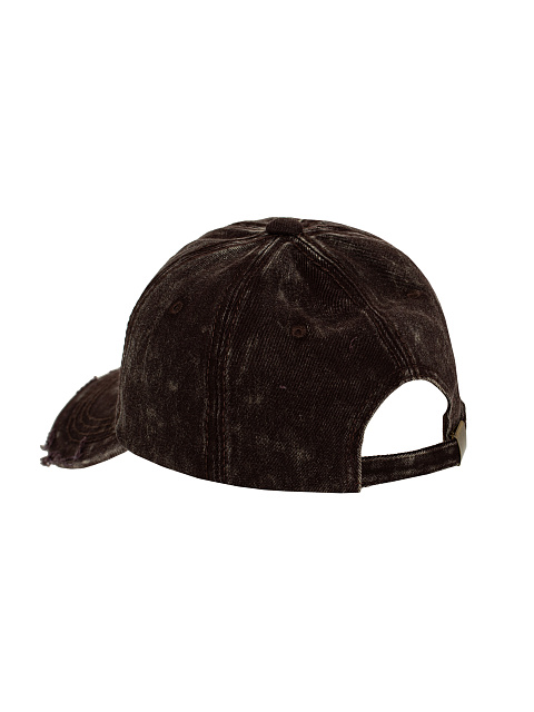 Brown Suede Trim YD Washed Denim Cap, 3