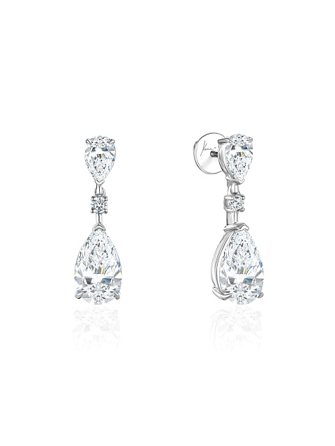 White gold earrings with lab-grown diamonds, 1