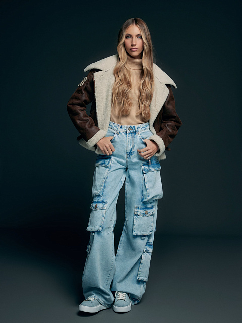 Light Blue Wide Leg Cargo Jeans, 6 Light Blue Wide Leg Cargo Jeans, 6