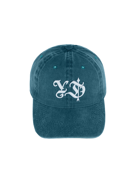 Turquiose & White YD Embroidered Vintage Denim Cap, 2