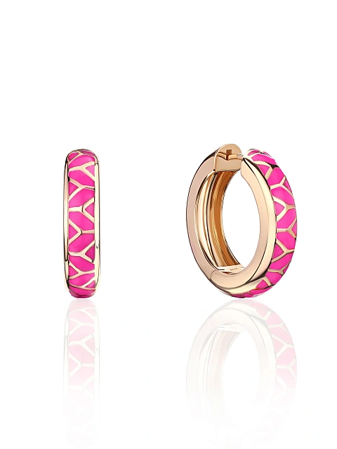 Small rose gold hoops with pink enamel, 1