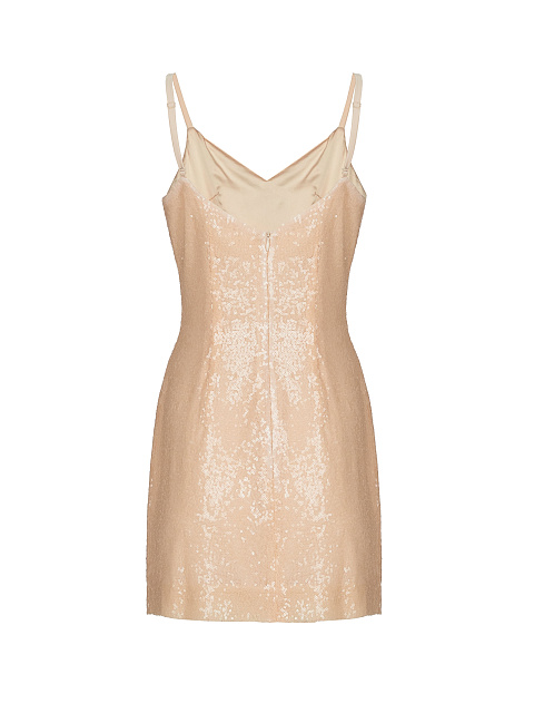 Beige Sequined Mini Dress, 2