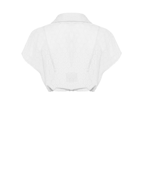 White Cotton Lace Set Of Bra & Cropped Shirt, 3 White Cotton Lace Set Of Bra & Cropped Shirt, 3