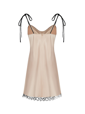 Light Beige Lace Trimmed Slip Dress, 2