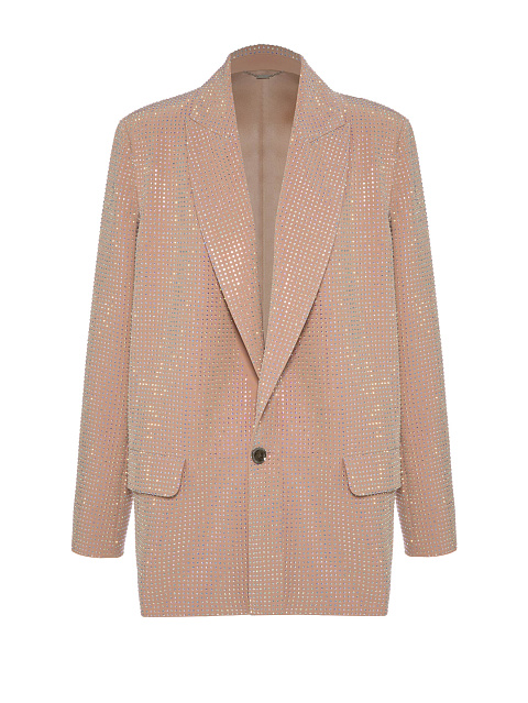 Beige Single Breasted Jacket With Crystals, 1 Beige Single Breasted Jacket With Crystals, 1