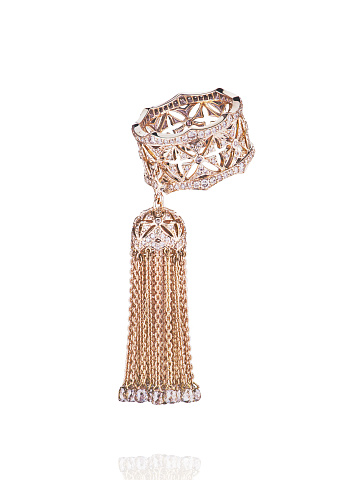 Rose Gold & Diamonds Tassel Ring, 1
