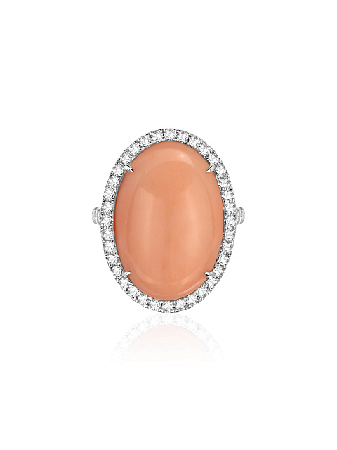 Ring with coral and round-cut diamonds, 3