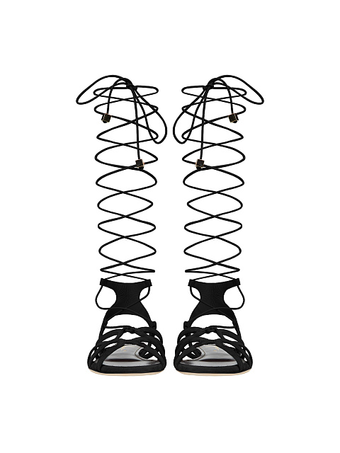 Black Suede Lace Up Sandals, 2