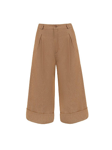 Brown cotton Bermuda shorts made of lightweight cotton, 1