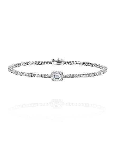 White gold bracelet with an emerald-cut diamond, 1