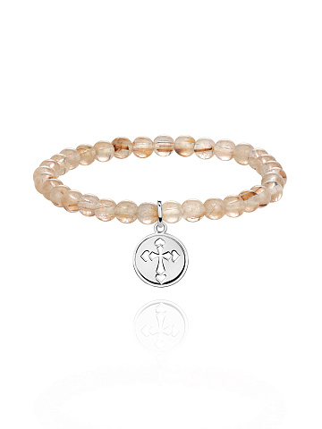 Silver & Rutilated Quartz Beaded Bracelet, 1