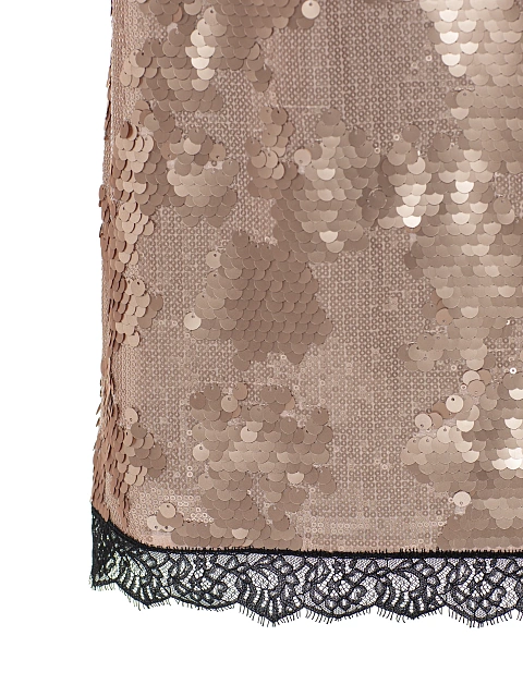 Light Pink Lace Trim Sequin Mini Dress, 3