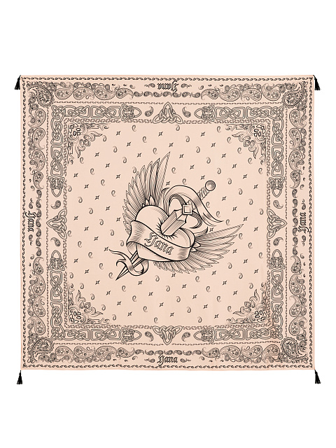 Big Light Pink Silk Printed Scarf, 1