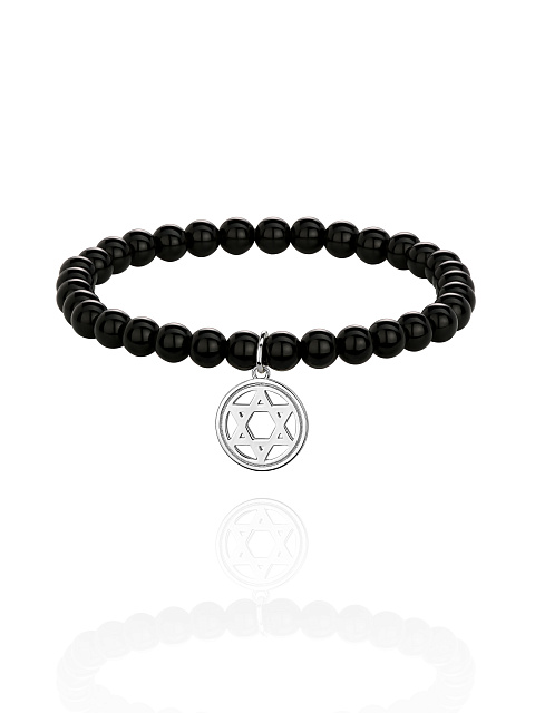 Silver & Obsidian Beaded Bracelet, 1