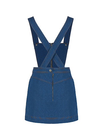 Blue Denim Suspender Skirt, 2