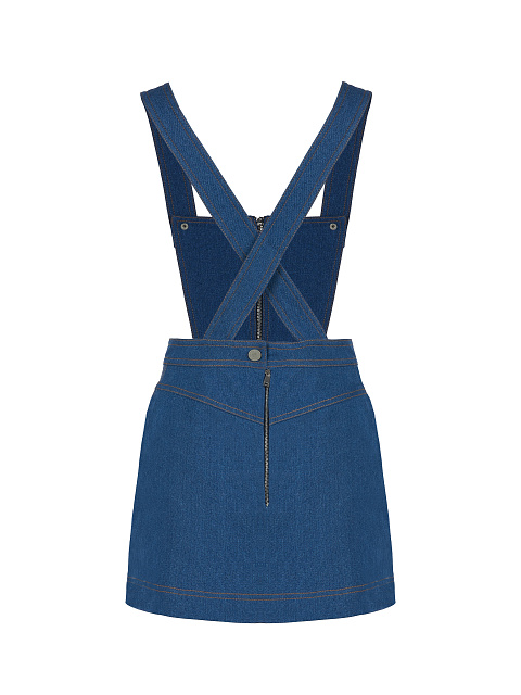 Blue Denim Suspender Skirt, 2