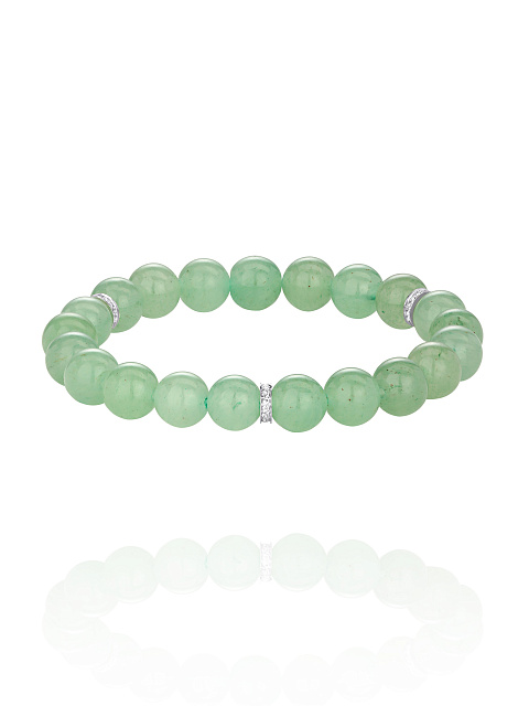 Bead Aventurine & Round Topaz & White Gold Bracelet, 1
