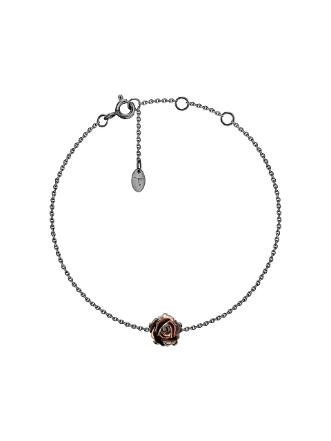 Bracelet made of oxidized gold with a rose of black carved mother-of-pearl, 1 Bracelet made of oxidized gold with a rose of black carved mother-of-pearl, 1