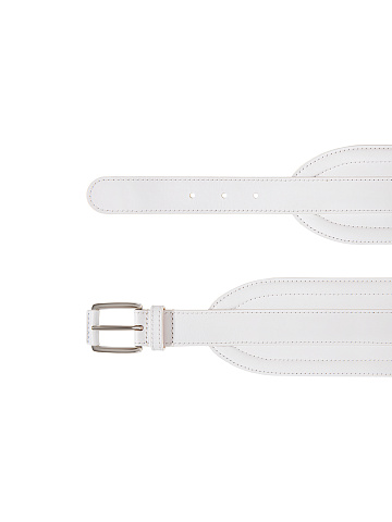 Wide White Leather Belt, 2