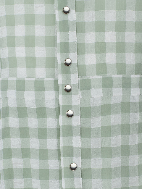 Light Green Checked Mini Dress , 3