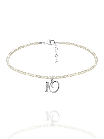Pearls, Cubic Zirkonia & Silver "Ю" Letter Choker, 1