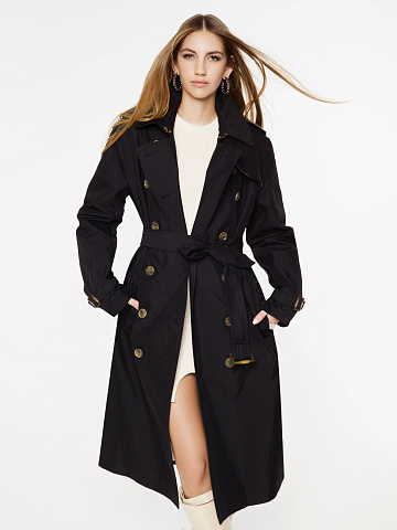 Black Cotton Trench Coat, 2