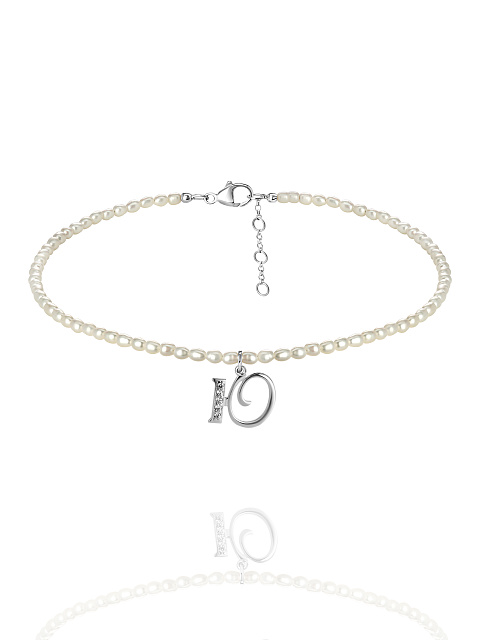 Pearls, Cubic Zirkonia & Silver "Ю" Letter Choker, 1