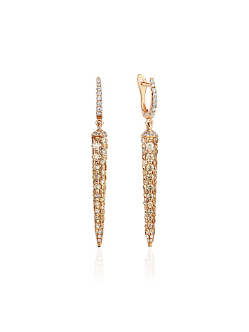 Rose gold earrings with yellow diamonds, 1 Rose gold earrings with yellow diamonds, 1