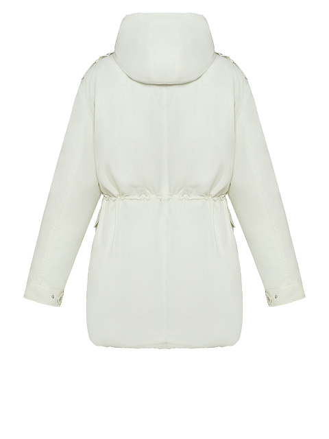 Milk-colored parka made of raincoat fabric with faux fur, 4 Milk-colored parka made of raincoat fabric with faux fur, 4