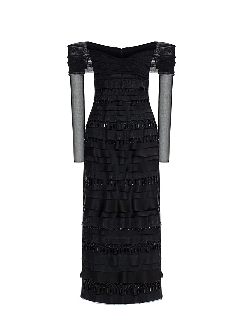 Black midi dress with fringe, 1 Black midi dress with fringe, 1