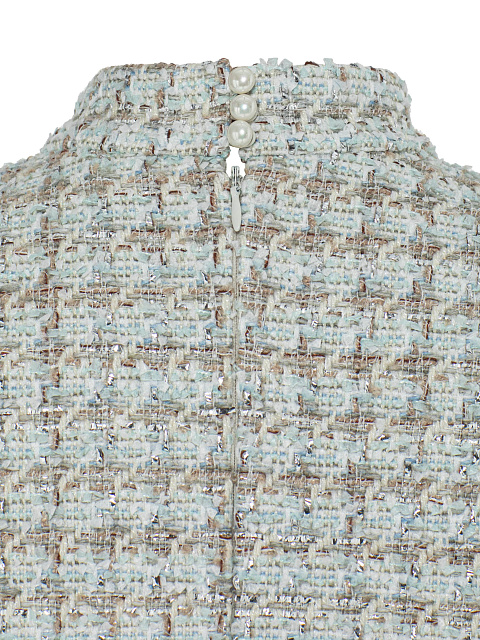 Mint Beige Tweed Mini Dress, 4