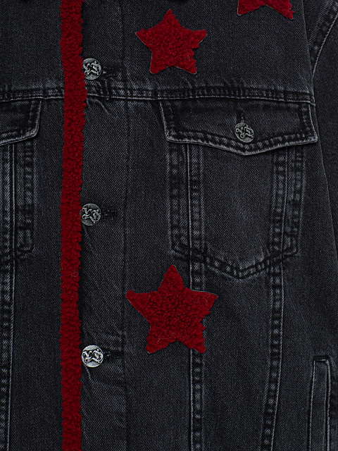 Gray Denim With Red Sheepskin Fur, 3