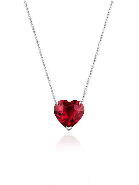 White gold necklace with a heart-cut rubellite pendant, 1 White gold necklace with a heart-cut rubellite pendant, 1