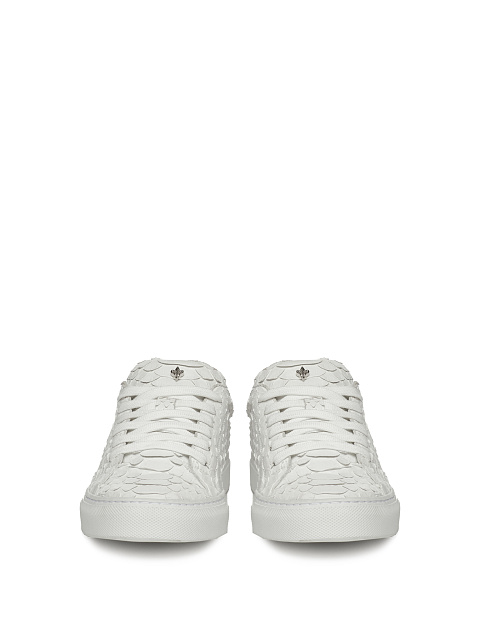 White Python Leather Sneakers, 2