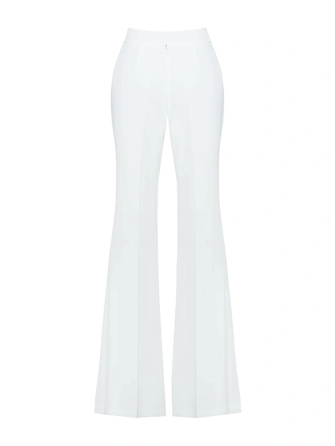 White Silk Flared Pants, 3