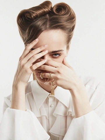 Rose Gold & Clear Topaz Tassel Ring, 2