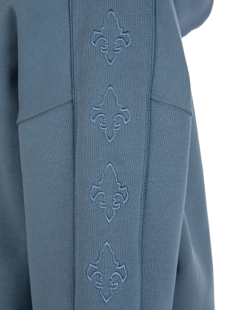 Blue Grey Jersey Set With Lily Embroidery, 4