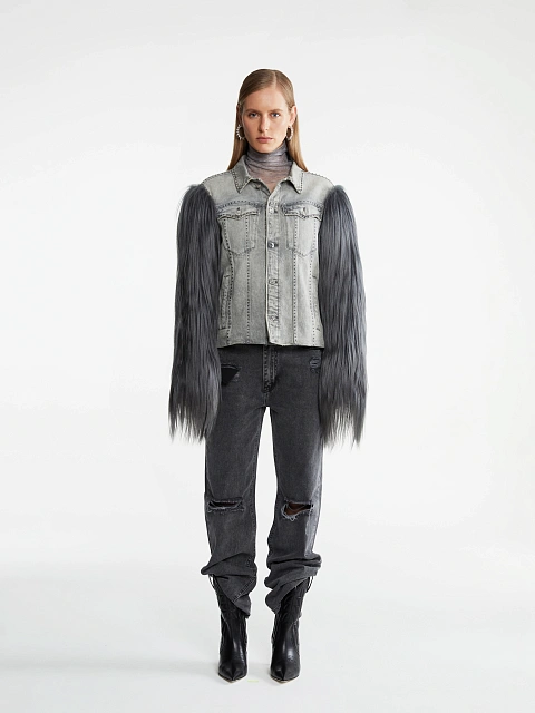 Grey Denim & Yak Fur Jacket, 4 Grey Denim & Yak Fur Jacket, 4