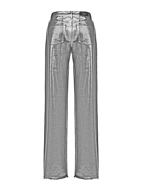 Silver Plated Straight Leg Jeans, 4