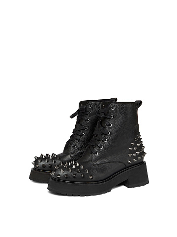 Black Leather Boots With Black Studs, 1