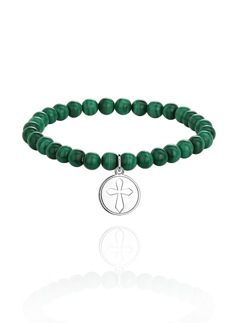 Silver & Malachite Beaded Bracelet, 1