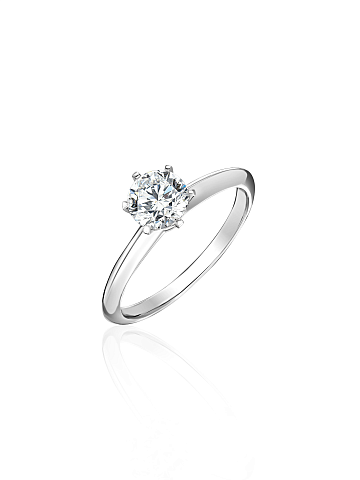 Round Diamond & White Gold Ring, 1