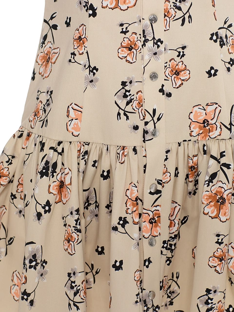 Beige cotton mini dress with floral print, 3