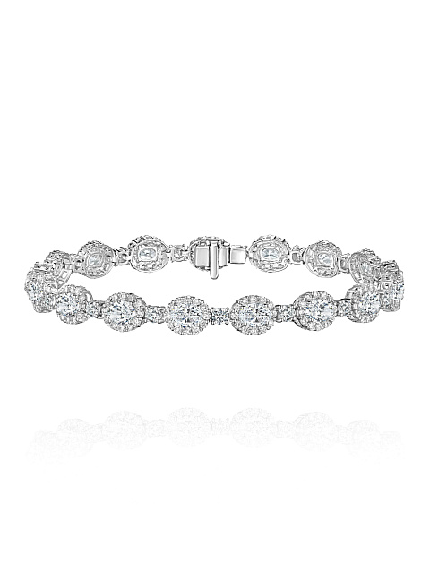 White gold bracelet with oval and round diamonds, 1